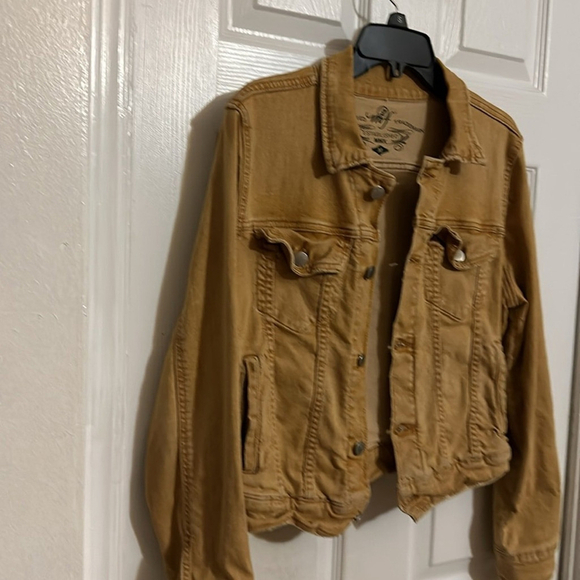 Free People MF 2 Denim Jacket Medium Gold Tan - Picture 4 of 4